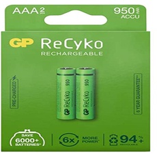 GP GP ReCyko 187247 Batterien, wiederaufladbar, AAA, Mini Stilo, 950 mAh, 2 Stück