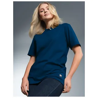 T-Shirt TRIGEMA "TRIGEMA Heavy T-Shirt aus 100% recycelter Baumwolle", Damen, Gr. M, blau (night, blau), 100% Baumwolle (recycelt), Basic, Shirts T-Shirt
