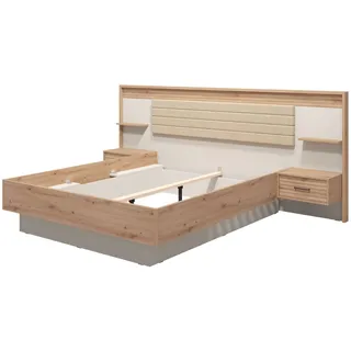 INOSIGN »Modena Liegefläche 160x200cm, FSC-zertifizierter Holzwerkstoff« 3-tlg., Bett und 2 Wandpaneele mit Nachtkommoden, Bettanlage, mit teilgepolstertem Kopfteil