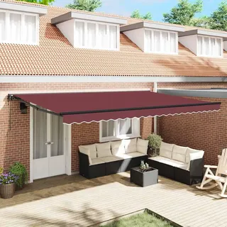 vidaXL Einziehbare Markise Bordeauxrot 500 x 300 cm - Rot