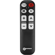 Geemarc TV5 - Einfach zu bedienende Universalfernbedienung mit 7 großen programmierbaren Tasten für Senioren - Funktioniert als Infrarot-Fernbedienung