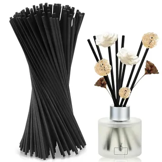 Duftstäbchen Nachfüllpack Raumduft Stäbchen Rattanstäbchen Holzstäbchen für Raumduft 35cm x 3mm 100Stk Reed Diffuser Diffuserstäbchen Fiber Aroma Stäbchen Schwarz