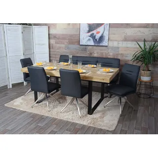 Esszimmer-Set HWC-H70, Sitzgruppe Esszimmergruppe Esszimmergarnitur, Stoff/Textil Edelstahl gebürstet dunkelgrau 180cm - Grau