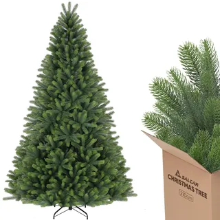 salcar 100% PE Spritzguss Weihnachtsbaum Künstlich 210 cm, Künstlicher Tannenbaum mit 1080 PE Astspitzen, edle Nordmanntanne, inklusive Handschuhe und Metallständer