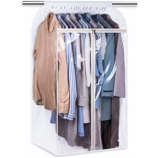 MISSLO Kleidersack Lang 109 CM Kleiderschutzhülle für Schrank Kleiderständer mit Abdeckung Reißverschluss Große Transparent Kleiderhülle Schutzhülle für Anzug Mantel Kleid Jacke