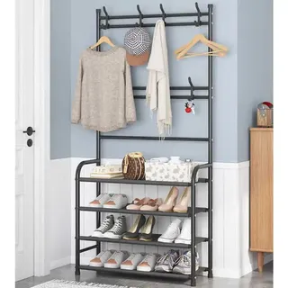 X CLICK Schuhschrank, Schlafzimmerschränke, Garderobenständer, Garderobenständer, Eingangsmöbel, Garderobenschrank (Schwarz 153 x 80 x 26 cm)