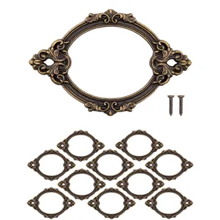 FUXXER 10x Etiketten Fenster Rahmen Messing Bronze Antik Barock Design, 67x44 mm, bronze