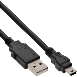 InLine USB 2.0 Mini-Kabel, USB A ST an Mini-B ST (5pol.), schwarz, 0,5m