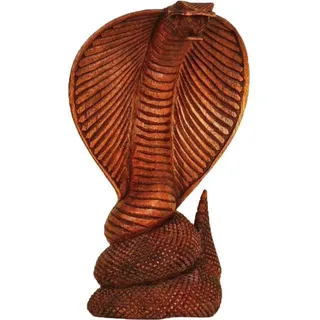 Kobra Holz Figur Skulptur Abstrakt Holzfigur Statue Afrika Asia Handarbeit Deko Cobra, 30 cm - Braun