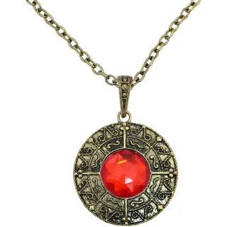 Chaks -Vampir Kette mit Anhänger, Gothic Schmuck aus Metall, Vintage Kostüm Accessoires für Halloween und Cosplay, Rot