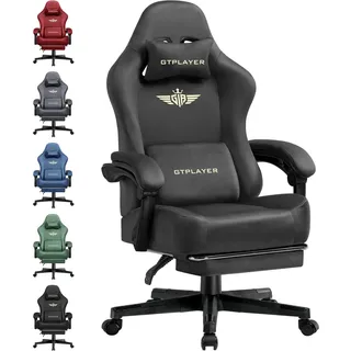 GTPLAYER Gaming Stuhl, Atmungsaktiver Bürostuhl, bürostuhl ergonomisch, Hochwertiger - Stoff, Ergonomischer PC Stuhl, 160° Verstellbare Rückenlehne und ausziehbare Fußstütze, Tragkraft 180 kg, Grau