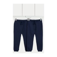 Girls M&S Collection 2pk Cotton Rich Joggers (2-8 Yrs) - Navy, Navy - 3-4 Y