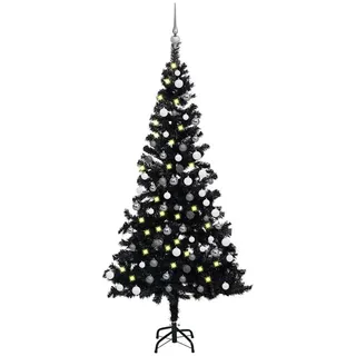 vidaXL Künstlicher Weihnachtsbaum Beleuchtung & Kugeln Schwarz 150 cm