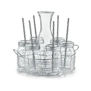 Zeller Glaskaraffe-/ Gläser-Set, Dekorativer Blickfang auf jeder Party, 1 Set