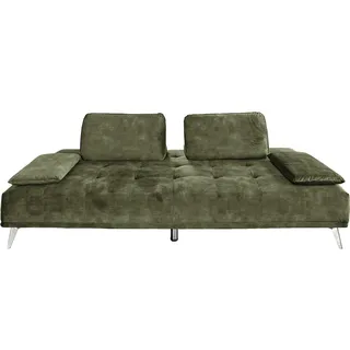 KAWOLA Sofa WIOLO Schlafsofa Daybed velvet moosgrün - Grün