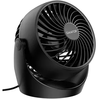 Gaiatop Tragbarer Tischventilator, 14 cm kleiner Elektrischer Ventilator mit 3 Geschwindigkeiten für Zuhause, Büro, Schlafzimmer, Badezimmer (Schwarz)