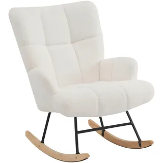 P & B Schaukelstuhl , Beige , Holz, Metall, Textil , Kautschukholz , massiv, Sperrholz , 85x67 cm , Wohnzimmer, Sessel, Polstersessel