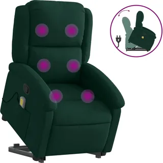 vidaXL Massagesessel mit Aufstehhilfe Dunkelgrün Samt - Grün