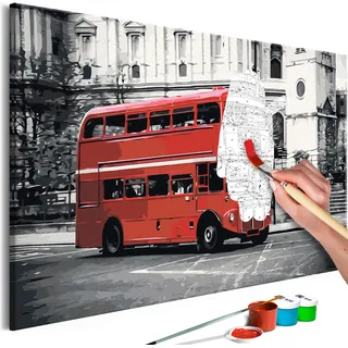 Vlies Malen nach Zahlen - London Bus 60x40 cm Städte n-A-0720-d-a