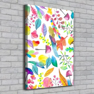 Tulup® Leinwandbild - 70x100cm - Wandkunst - Drucke auf Leinwand - Leinwanddruck - Wohnzimmer Wanddekoration XXL - Wohnung Deko Kunstdrucke - Blumen & Pflanzen - Mehrfarbig - Blätter und Pilze