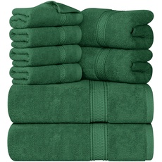 Utopia Towels 8-teiliges Premium-Handtuch-Set, 2 Badetücher, 2 Handtücher und 4 Waschlappen, 600 g/m2, 100% ringgesponnene Baumwolle, Fitnessstudio, Hotel und Spa (Jägergrün)
