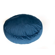 MOOI Moon Hundebett aus kuscheligem Velvet-Stoff, rund, Füllung aus hautsympathischem 100% Polyester-Watte und -Kügelchen, waschmaschinengeeignet bei 30 °C, in 2 Größen verfügbar, Blau, 65x65x17