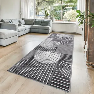 Läufer OTTO HOME "Lyssandra" Gr. 12, grau (dunkelgrau), B:80cm H:8mm L:300cm, Kunstfaser, Teppiche, Läufer, 3D-Effekt, softer Kurzflor, pflegeleicht, leichter Glanz, Scandi-Look, Topseller