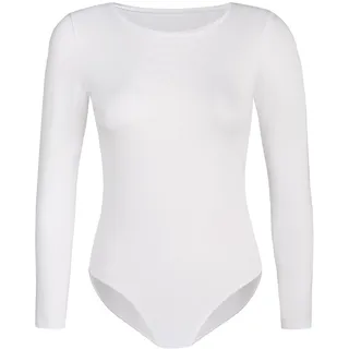 Teyli Bodys Damen - Langarm Body Damen für den Alltag - Frauen Body Bluse Women aus Hochwertiger Material - Frauen Body Elegant mit Rundhalsausschnitt Weiß XL