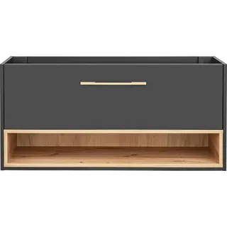 Waschtischunterschrank 120 cm BOLOGNA-56 in anthrazit mit Artisan Eiche Nb., B/H/T: ca. 120/57/46 cm - Grau