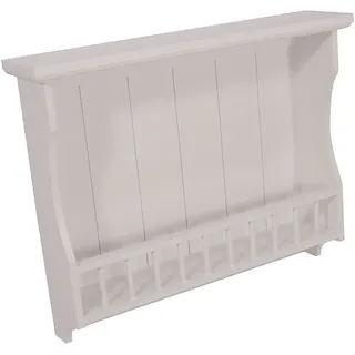 Wandregal Aulum Landhaus Stil Gewürzregal Küchenregal Holz Vintage Look weiß - weiß - ca. 60 cm X ca. 48 cm X ca. 14 cm