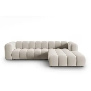 Micadoni Ecksofa modular rechts Lupine aus Samt beige 4 Sitzplätze , Beige , Textil , L-Form , 290x177 cm , Hergestellt in Europa , Wohnzimmer, Sofas & Couches, Wohnlandschaften, Ecksofas