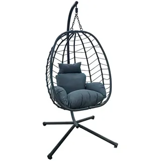 Svita BELLY Hängesessel mit Gestell klappbar Hängestuhl Hängesitz Hängekorb Grau - Grau