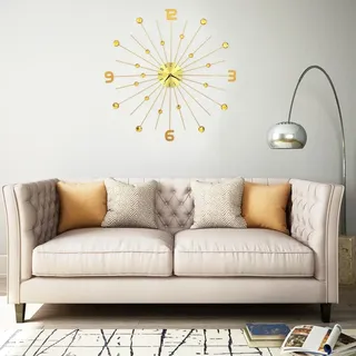 The Living Store Wanduhr Metall 70 cm Golden - Gold