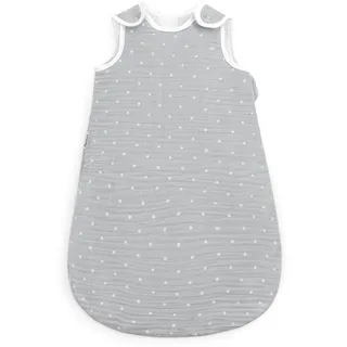 Ehrenkind® Baby Sommerschlafsack Rund Musselin | aus weicher OEKO-TEX zertifizierter Bio-Baumwolle | Sommer Baby Schlafsack Baby 1 TOG Gr. 86/92 Grau-Weiße Punkte