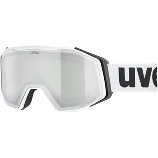 Uvex gravity FM - Skibrille für Damen und Herren - mit Visier - verspiegelt - white matt, mirror silver one size