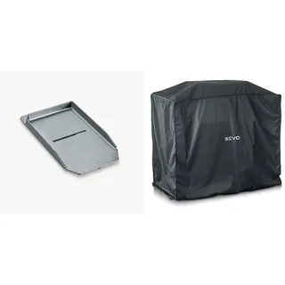 SEVERIN ZB 8181 – SEVO Plancha, 3.5 & Grillabdeckung SEVO GTS für SEVERIN SEVO GTS, Grill Abdeckhaube aus wasserdichtem 600D Oxford-Gewebe, robuste Grillhaube gegen Witterung, schwarz, ZB 8128