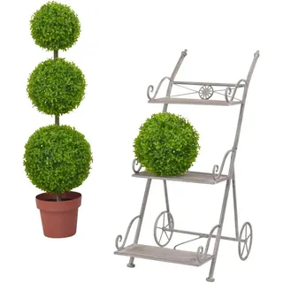 moebel-direkt-online Blumenständer Blumentreppe in Wagenform 37 x 82 x 58 cm Grau