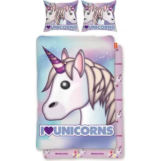 Emoji Einhorn Bettwäsche Linon / Renforcé - Bunt
