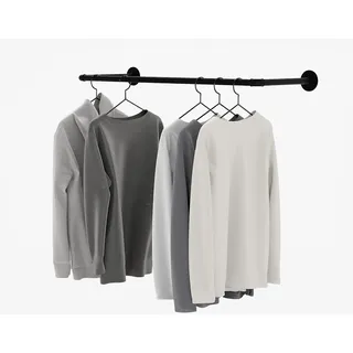 pamo Kleiderstange Industrial Loft Design - FINN - Handtuchhalter oder Kleiderständer mit Wand oder Deckenmontage | im Bad oder Schlafzimmer aus stabilen Rohren in schwarz