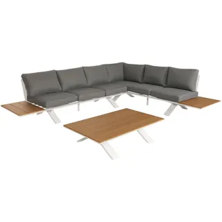 MCW Garten-Garnitur Loungeset Weiß/Hellgrau