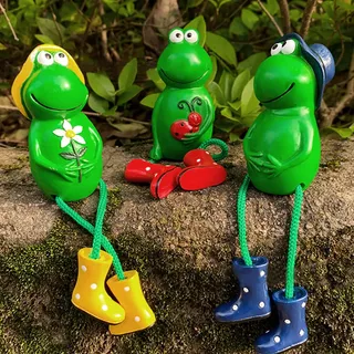 Norhogo 3 Stück Frosch Deko - Verspiegelte Gartenfigur, Kantenhocker, Zaunhocker - Statuen für Außen und Draußen