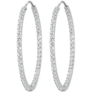 Elli Creolen PREMIUM Weiß 925 Sterling Silber mit Kristallen