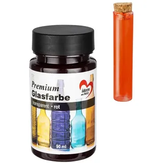 Ideen mit Herz Premium Glasfarbe | transparent | wasserfest | 90 ml (rot)
