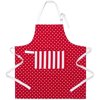 Homescapes Kochschürze Polka Dots, 100% Baumwolle , Rot , Textil , Gepunktet , 80x85 cm , Oeko-Tex® Standard 100 , Heimtextilien, Geschirrtücher & Schürzen, Kochschürzen