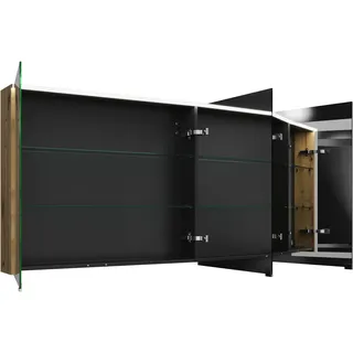 burgbad Eqio Spiegelschrank mit LED-Aufsatzleuchte, 3-türig, mittlerer Türanschlag rechts, 1400x800x170mm, SPGS140LF5662, Korpus: Eiche Dekor Urban