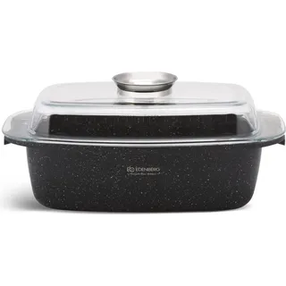 EDENBERG Aluguss Bräter 5,5L Alugussbräter , Glasdeckel , Gänsepfanne, Gans Ente INDUKTIONEB-008125 - Schwarz