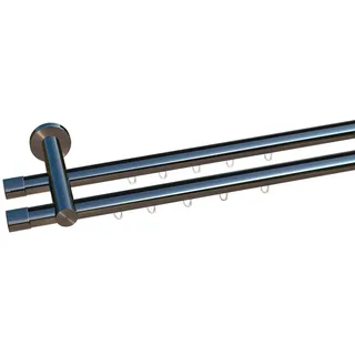 INDEKO Gardinenstange Paneelwagen 2-läufig Ø 20 mm 100 cm Silber