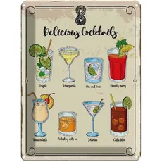 Blechschild 30x40 cm - Cocktails Mojito Martini Margarita