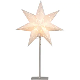 Star Trading Fensterstern mit Beleuchtung | Weihnachtsdeko Fenster Beleuchtet| Weihnachtsdeko Innen | Papierstern beleuchtet | Weihnachtslampe| Weihnachtsstern beleuchtet stehend | Standleuchte Stern Weihnachten - Weiß