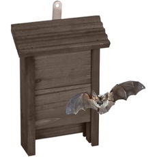 Relaxdays Fledermauskasten, Unterschlupf für Fledermäuse, HxBxT: 29 x 18 x 6 cm, Garten, Fledermaushotel, Holz, braun